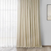 Half Price Drapes Natural Light Beige Grommet Thermal Cross Linen Weave Blackout Curtain