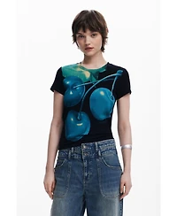 Desigual Women's Cherry Perkins collar T-shirt