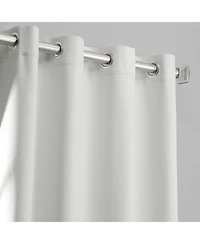 Half Price Drapes Starlight Off White Grommet Thermal Cross Linen Weave Blackout Curtain