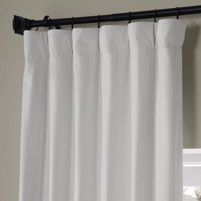 Half Price Drapes Misty White Signature Plush Velvet Hotel Blackout Curtain