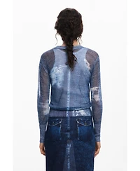 Desigual Women's Denim-effect sweater