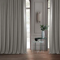 Half Price Drapes Dark Greige Extra Wide Performance Linen Hotel Blackout Curtain