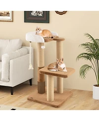 Modern Cat Tree for Indoor Cats with Plush Padded Perch & Dangling Ball Cozy & Fun Cat Tower