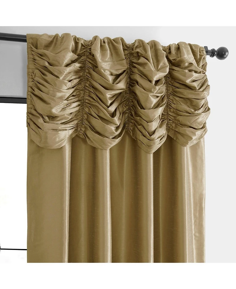 Half Price Drapes Flax Gold Ruched Vintage Textured Faux Dupioni Silk Curtain