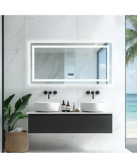 Luvodi 47 x 23 In Large Bluetooth Led Bathroom Mirror Smart Wall Vanity Mirror Anti-Fog