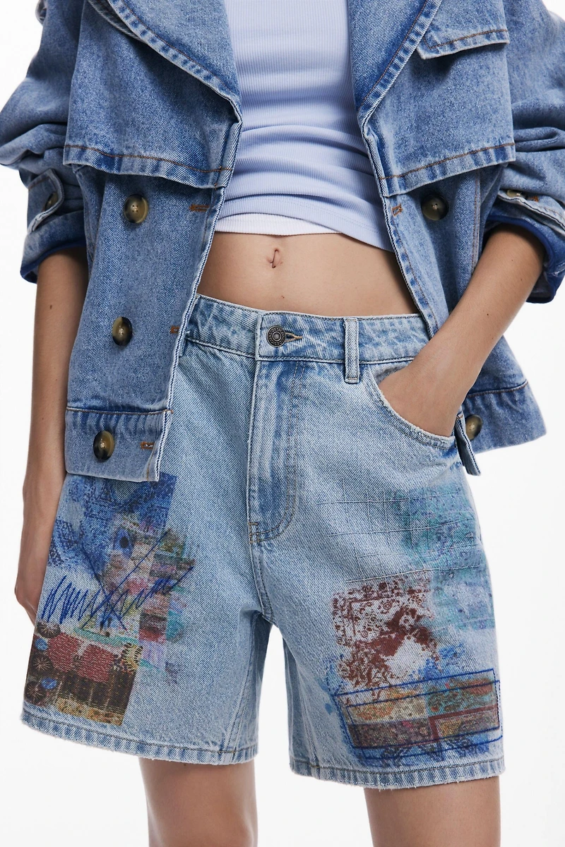 Desigual Women's Etnic denim Bermuda shorts