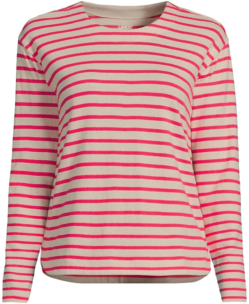 Lands' End Plus Long Sleeve Mariner Jersey Crewneck Tee