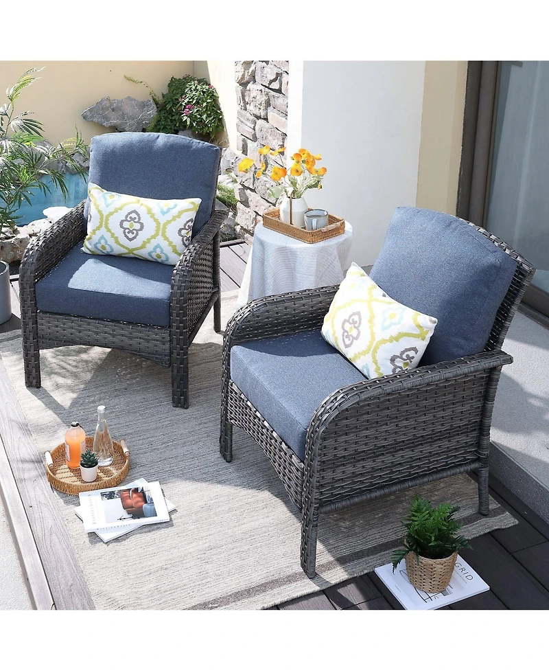 Xizzi 2 Pieces Patio Fruniture Set,Outdoor Wicker Chairs,Artificially Woven Rattan Chairs with Armrest Support Thickened Comfortable Cushion