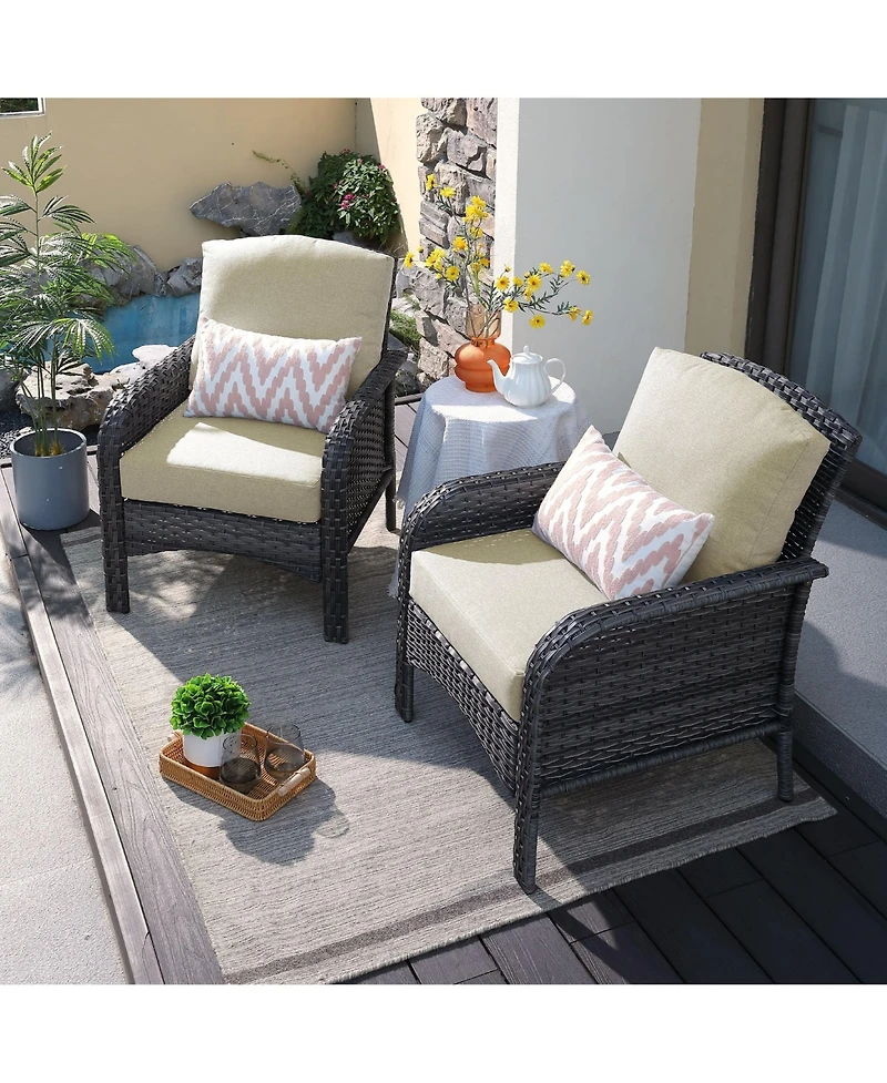 Xizzi 2 Pieces Patio Fruniture Set,Outdoor Wicker Chairs,Artificially Woven Rattan Chairs with Armrest Support Thickened Comfortable Cushion