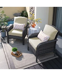 Xizzi 2 Pieces Patio Fruniture Set,Outdoor Wicker Chairs,Artificially Woven Rattan Chairs with Armrest Support Thickened Comfortable Cushion
