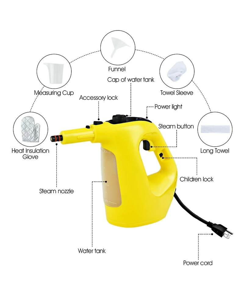 Handheld MultiPurpose Steam Cleaner with 17 Pieces, 350ml Large Capacity Steam Mop Continuous Fill water, Portable Chemical-Free Steamer for Home Use