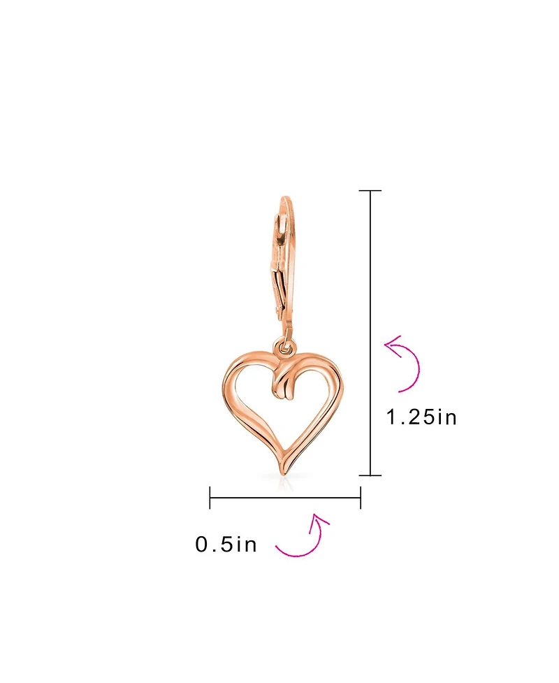 Bling Jewelry Delicate Open Heart Shaped Dangle Earrings Rose Gold Plated Sterling Silver