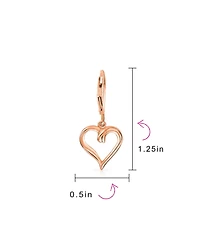 Bling Jewelry Delicate Open Heart Shaped Dangle Earrings Rose Gold Plated Sterling Silver