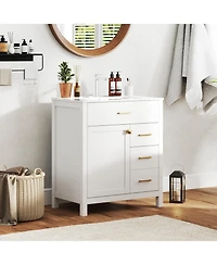 Single Bathroom Vanity with 2 Drawers and 1 Door Compact and Functional Storage Solution for Bathroom