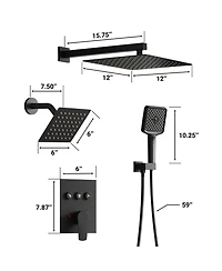 Mondawe 3-Function Dual Shower Head Pressure-balanced Shower System with 4 Sprays Handheld