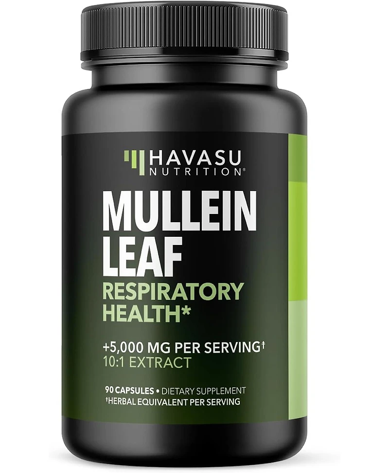 Mullein Leaf Extract Capsules, Lung & Respiratory Health, Daily Respiratory Health Supplement, Lung Support, Havasu Nutrition, 90ct