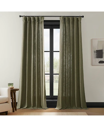 Half Price Drapes Khaki Green Simply Faux Linen Light Filtering Curtain Pair (2 Panels)