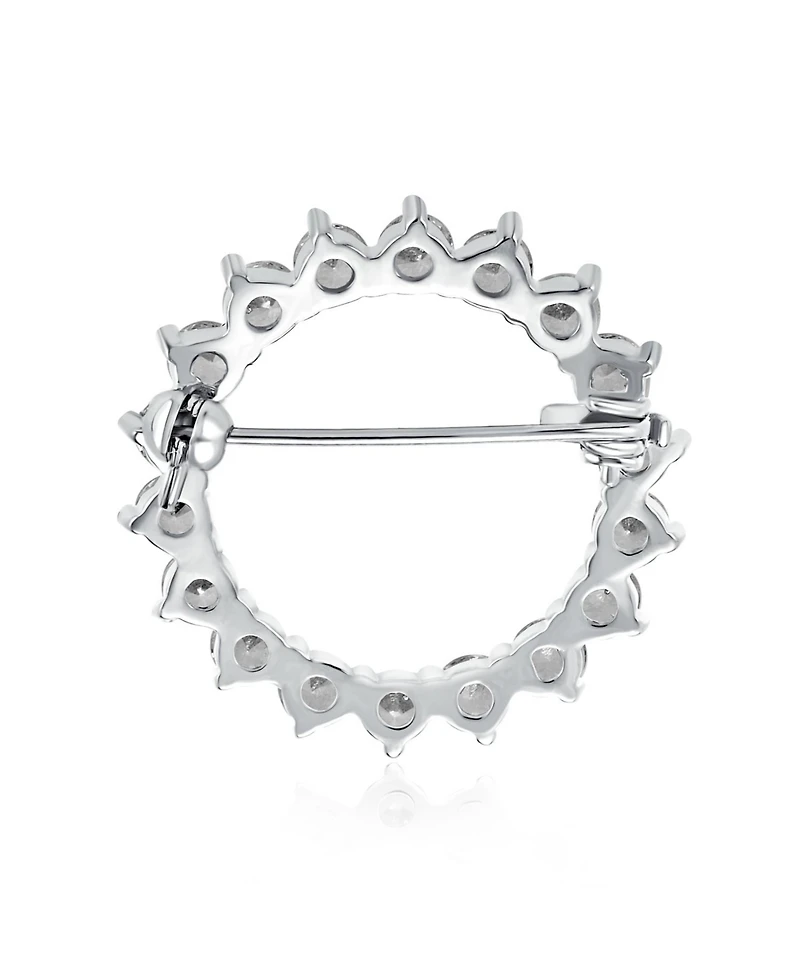 Bling Jewelry Classic Eternity Baguette Cut Cubic Zirconia Cz Clear Purple Scarf Round Circle Brooch Pin Gold or Silver Plated Brass