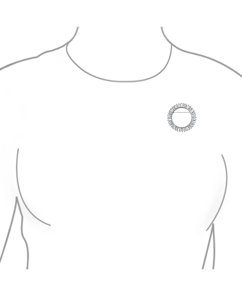 Bling Jewelry Purple Amethyst Cz Baguette Cut Eternity Circle Scarf Brooch Pin Silver Plated