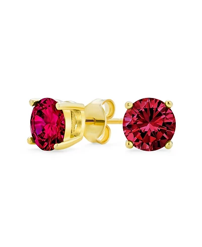 Bling Jewelry 1-2 Ct Round Cz Stud Earrings Pink, Red, Blue, Brown, Green, 14K Gold/Silver