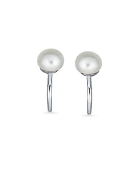 Bling Jewelry Spiral Wire Ear Cuff with Freshwater Pearl in Gold Plated Sterling Silver