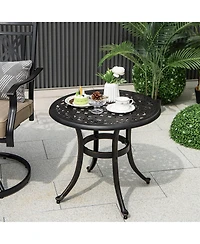 Gymax Cast Aluminum Patio Table 24''Outdoor Round Side Table Anti-Rust Coffee Bistro Table
