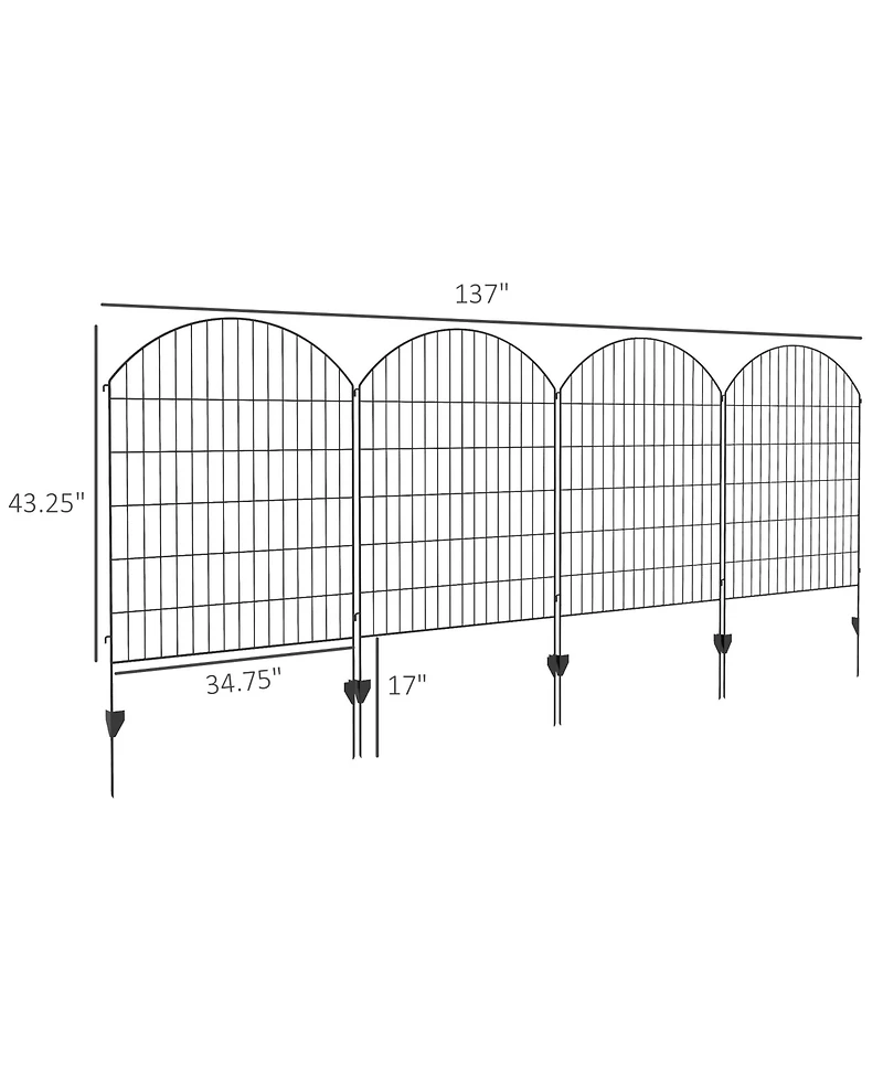 Outsunny 11.4' Garden Fence Steel Border Flower Edging, Pack of 4, Grids
