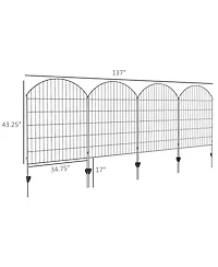 Outsunny 11.4' Garden Fence Steel Border Flower Edging, Pack of 4, Grids