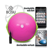 Bosu 72-10850 Home Gym Equipment The Original Balance Trainer 65 cm Diameter, Pink and Lime Green