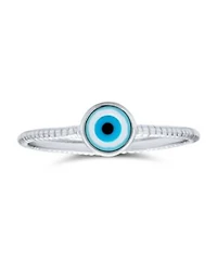 Bling Jewelry Minimalist Sterling Silver Ring with Evil Eye Design Stackable Midi Knuckle Band