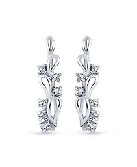 Bling Jewelry Trendy Leaf Swirl Ear Cuff Cartilage Cz Crawlers 14K Gold Plated Sterling Silver