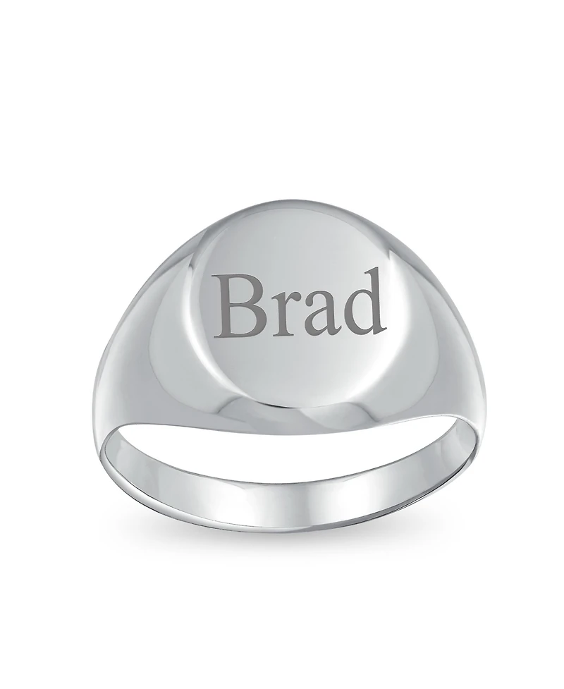 Bling Jewelry Basic Simple Initial Monogram Sterling Silver Ring Oval Signet Design