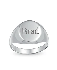 Bling Jewelry Basic Simple Initial Monogram Sterling Silver Ring Oval Signet Design