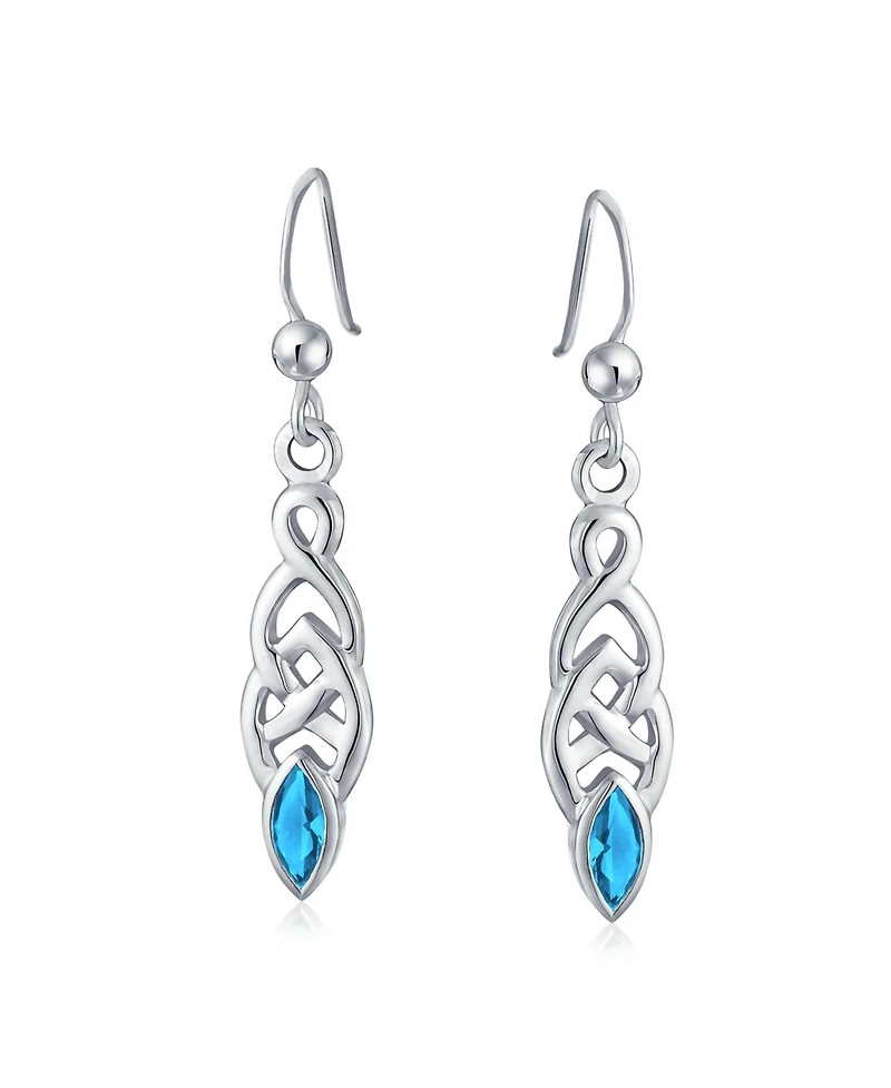 Bling Jewelry Bff Celtic Irish Love Knot Bezel Set Cubic Zirconia Fish Hook Dangle Earrings .925 Sterling Silver