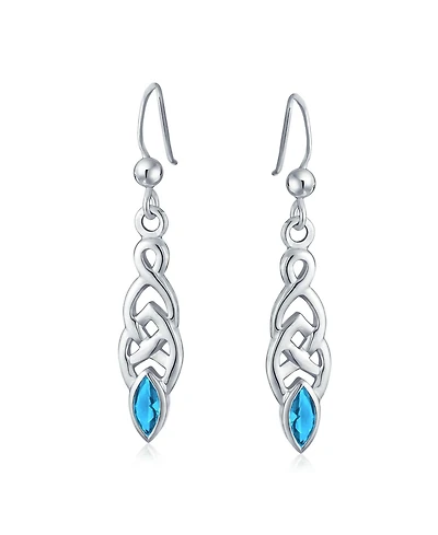 Bling Jewelry Bff Celtic Irish Love Knot Bezel Set Cubic Zirconia Fish Hook Dangle Earrings .925 Sterling Silver