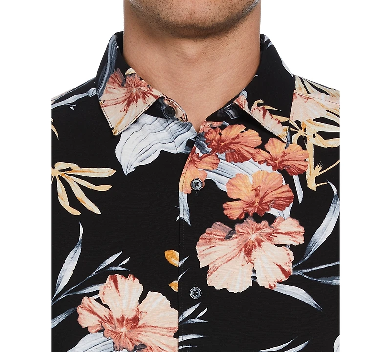 Cubavera Men's Short Sleeve Tropical Floral Print Button-Front Shirt