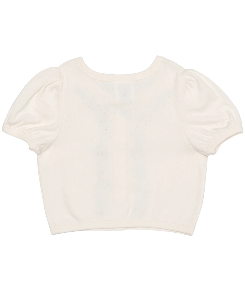 Disney Toddler and Little Girls Princess Roses Short Sleeve Sweater