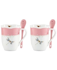 Lenox Butterfly Meadow Mugs with Spoons, Set of 2