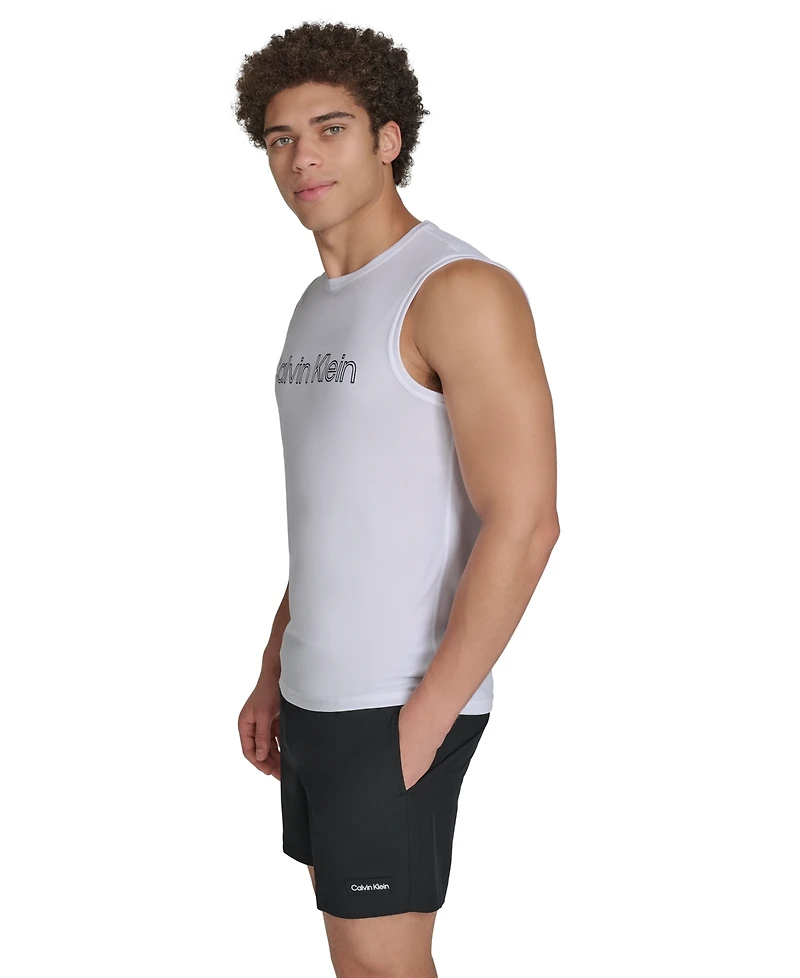 Calvin Klein Men's Logo Sleeveless Swim Rash Guard