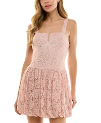 Seni & Cade Juniors' Embellished Lace Bubble-Hem Dress