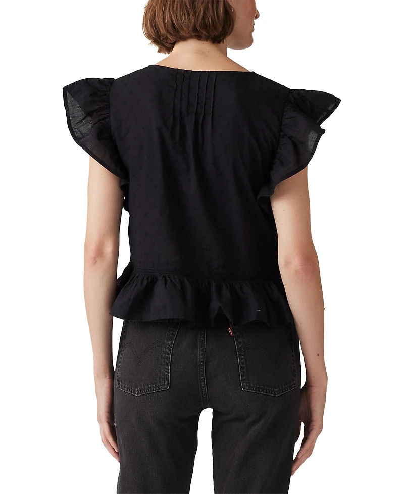 Levi's Women's Aniston Cotton Ruffled Flutter-Sleeve Blouse