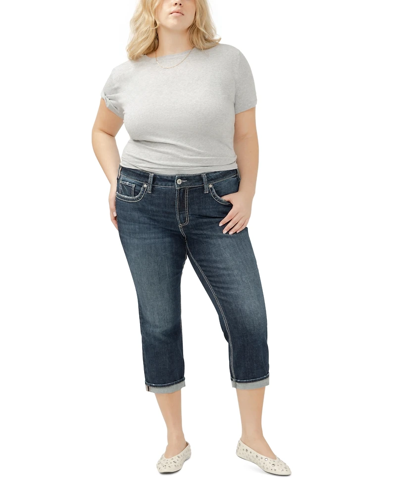 Silver Jeans Co. Plus Size Suki Mid-Rise Curvy Fit Capri Jeans
