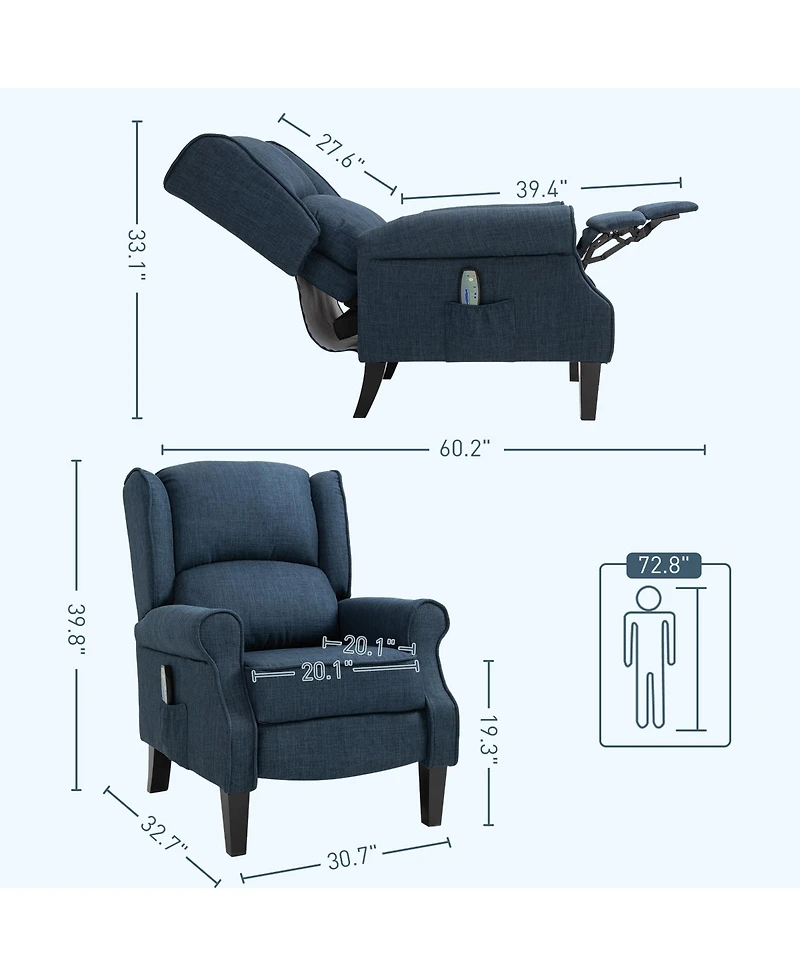Homcom Massage Recliner Sofa with Heat Function, Remote Control,