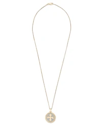 Macy's Men's Diamond Cross Medallion Pendant Necklace (1/5 ct. t.w) in 14k Gold Over Sterling Silver, 22"