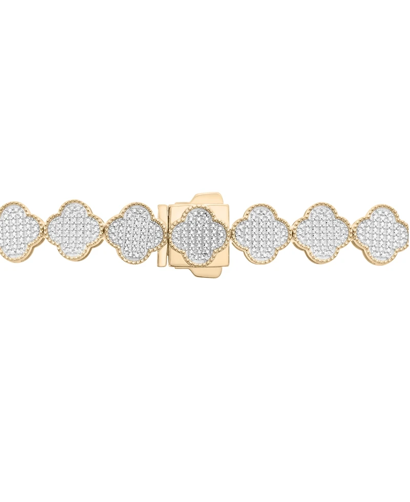 Men's Diamond Clover 22" Necklace (2 ct. t.w) in 14k Gold-Plated Sterling Silver & Sterling Silver