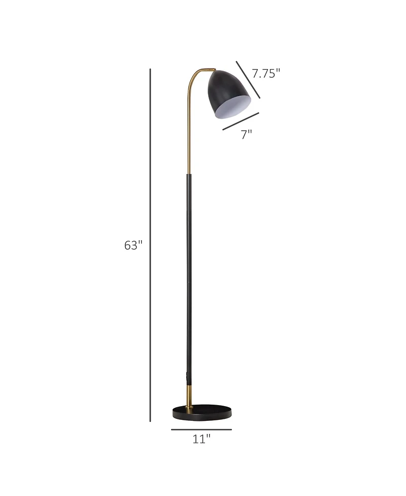 Homcom 63" Flexible Arc Shade Floor Reading Light for Living Room, /