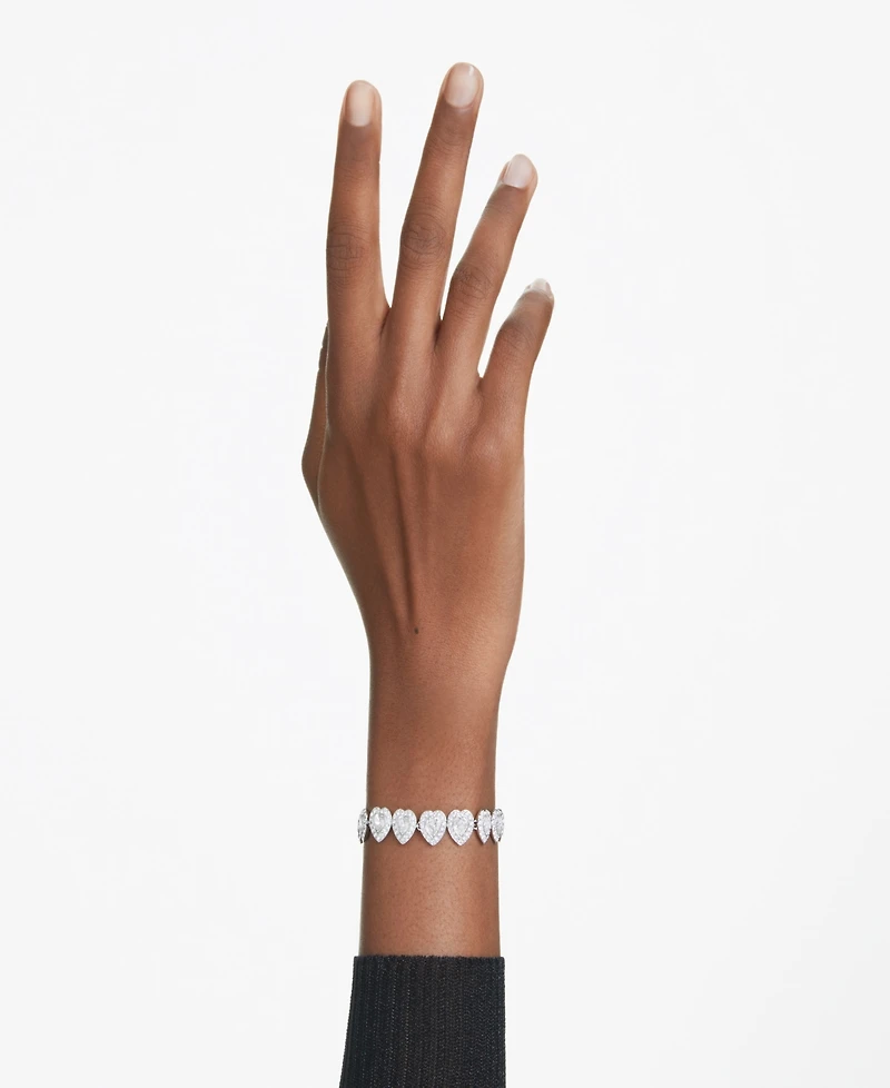 Swarovski Ariana Grande x Swarovski Rhodium Plated Heart Mixed Cuts Tennis Bracelet