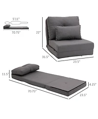 Homcom 2-in-1 Floor Lazy Sofa with 5 Position Adjustable Backrest, Dark