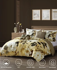 Bebejan Zayra Bedding 100% Cotton Sateen 5 Piece King Size Reversible Comforter Set