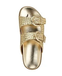Nine West Women's Tindy Woven Buckle Straps Flat Sandals